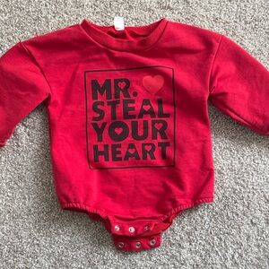 Red Baby Bodysuit "Mr. Steal Your Heart"